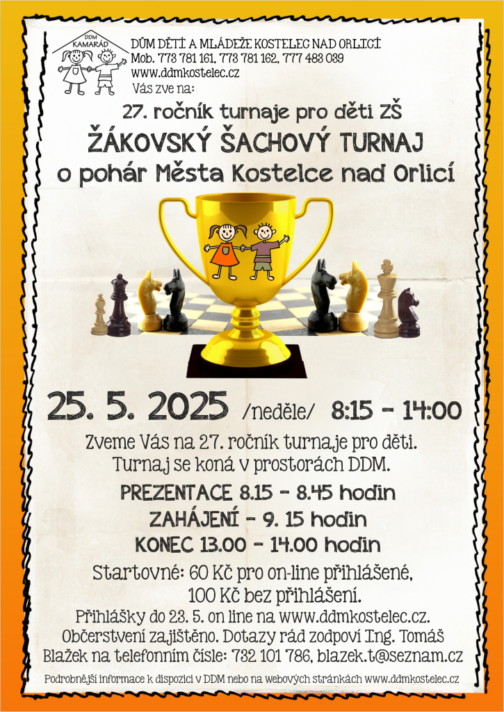 Žákovský šachový turnaj o pohár Města Kostelce nad Orlicí