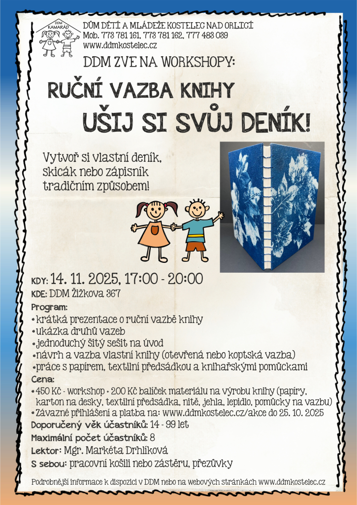 Workshop: Ruční vazba kniny - ušij si svůj deník
