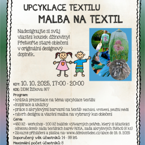 Workshop: Upcyklace textilu - malba na textil